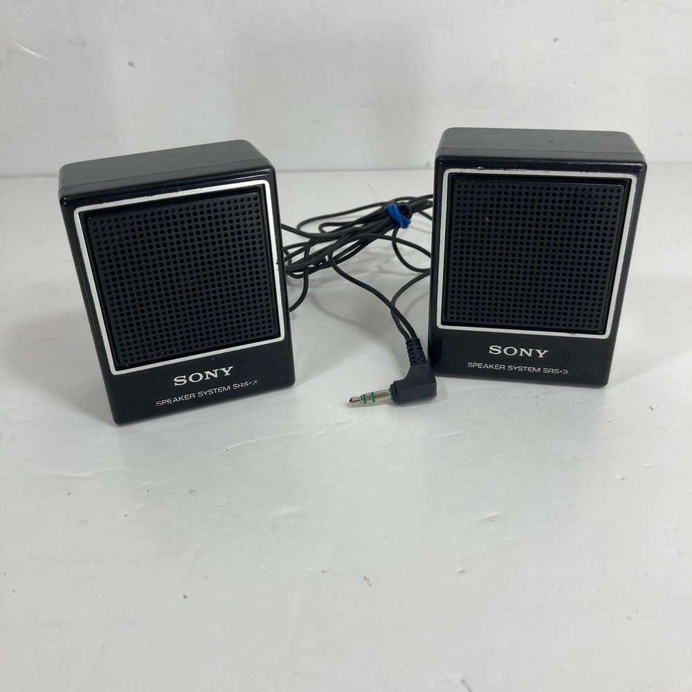 Sony SRS-3 Vintage Portable Mini Stereo Speaker System 3.5 MM Jack Tested/Works